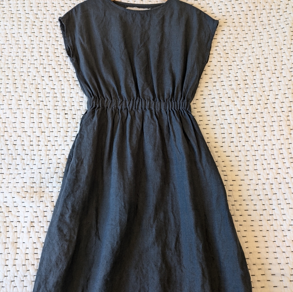 NotPerfect Linen Dress Navy Blue Size S
